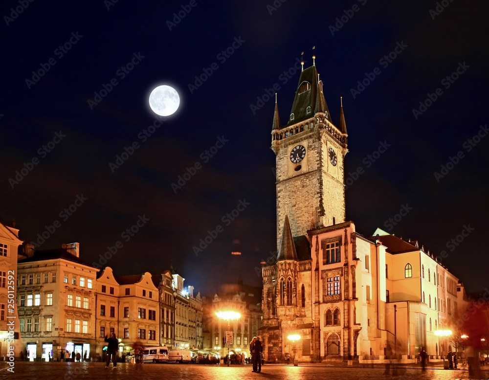 The Old Town Square at night