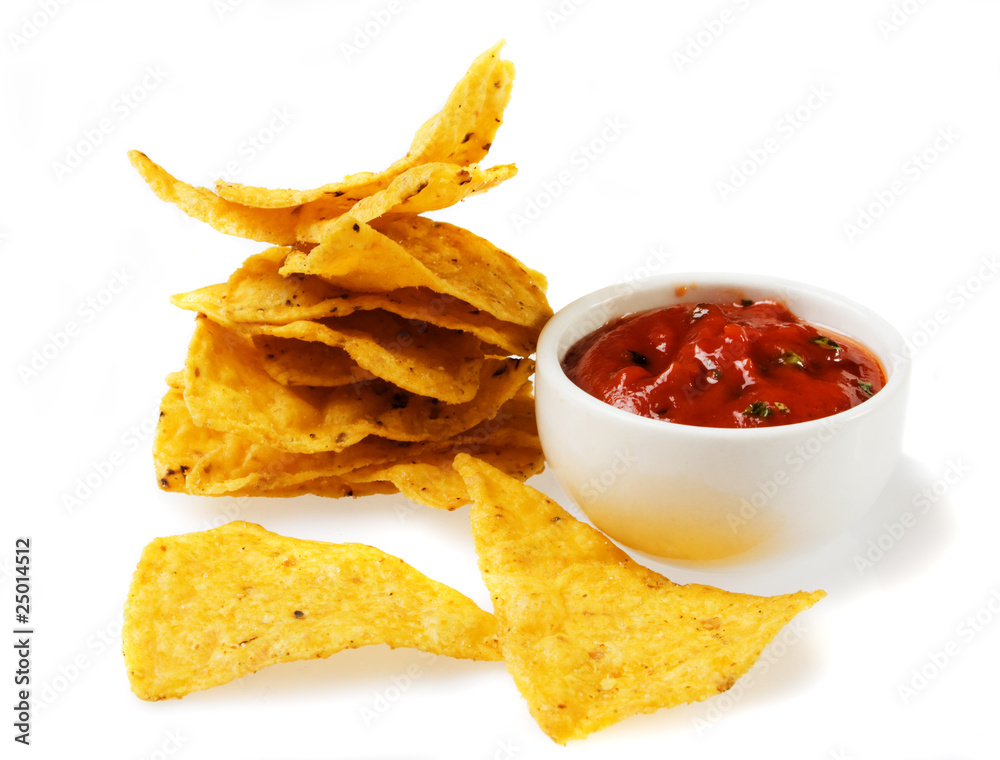Tortilla chips isolated on white Tortilla chips isolated on white