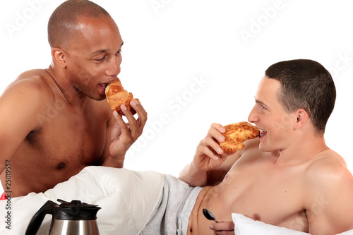 Mixed ethnicity  gay couple photo