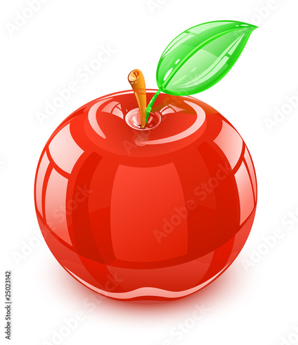 glass apple with leaf