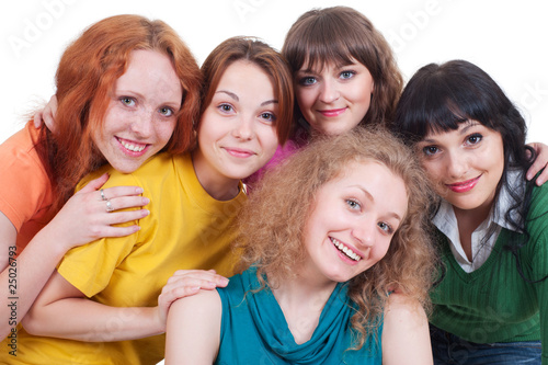 several happy young women