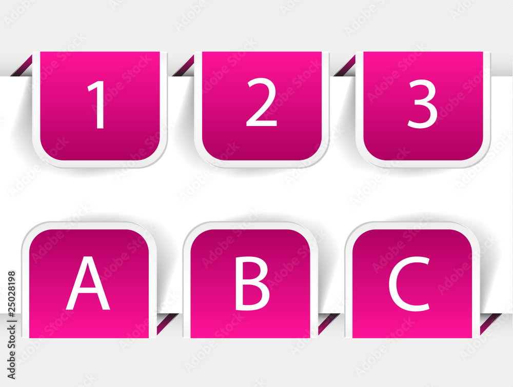 Purple bookmarks for three steps Purple bookmarks for three steps
