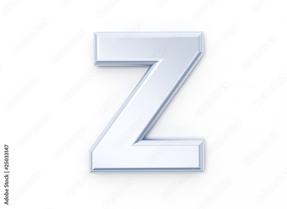 Letter Z in brushed metal on a white isolated background Letter Z in brushed metal on a white isolated background