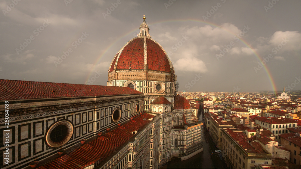 Florence Duomo with Double Rainbow