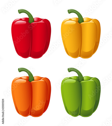A vector of all sweet pepper colors