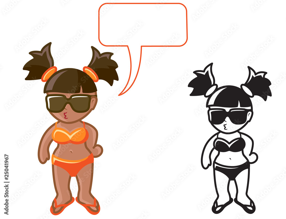 Cute beach girl, vector illustration Stock Vector Adobe Stock