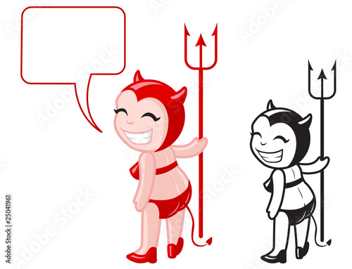 Cute devil girl, vector illustration
