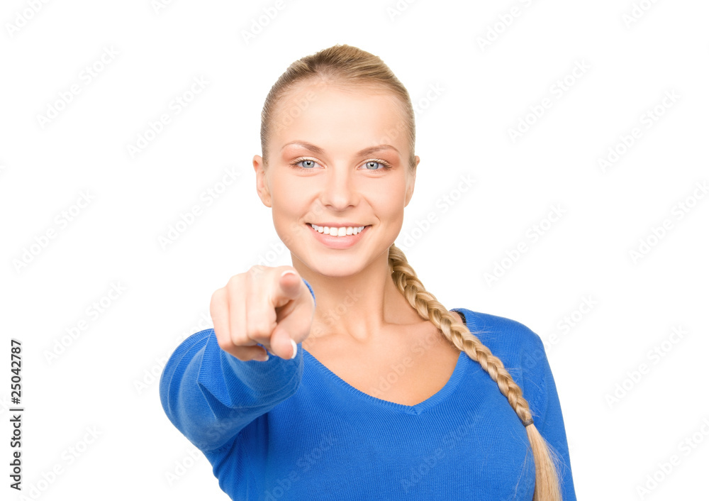 businesswoman pointing her finger businesswoman pointing her finger