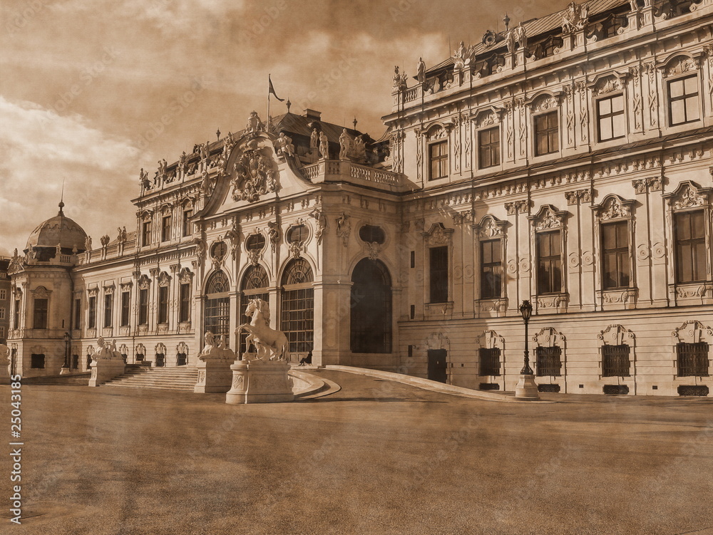 Belvedere-summer palace in Vienna.Retro style.
