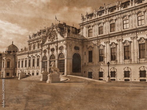 Belvedere-summer palace in Vienna.Retro style.