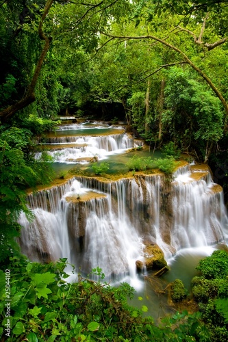 Huay Mae Khamin  Waterfall in Deep Forest of Thailand