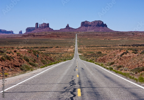 View of Highway approaching Monument Valley