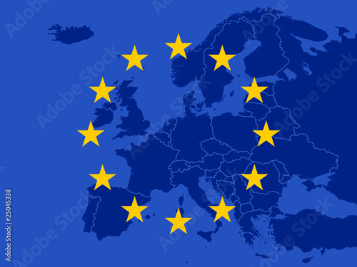 Karte von Ländern in Europa mit dem Symbol der Europäischen Union