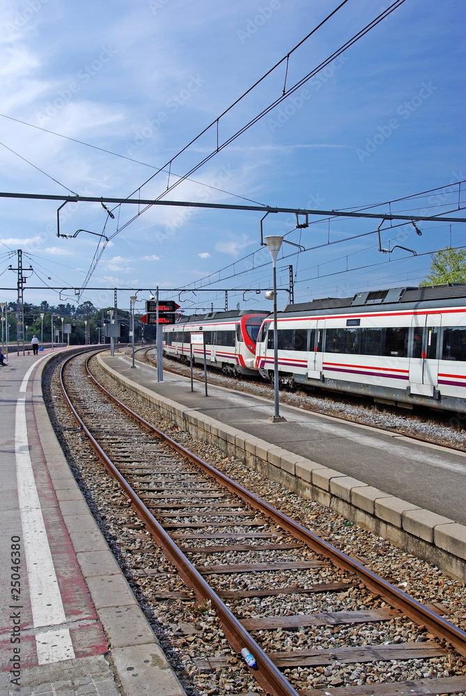 Train on spanish station Blanes, Europe. Train on spanish station Blanes, Europe.