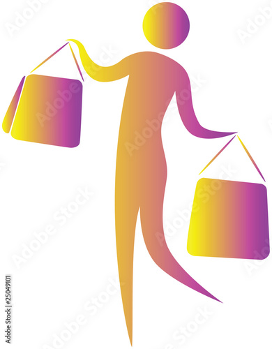 human holding shopping bags in both hands