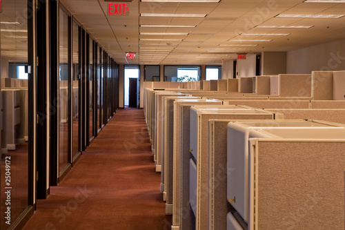 Tableau sur toile Rows of Cubicles in an Office