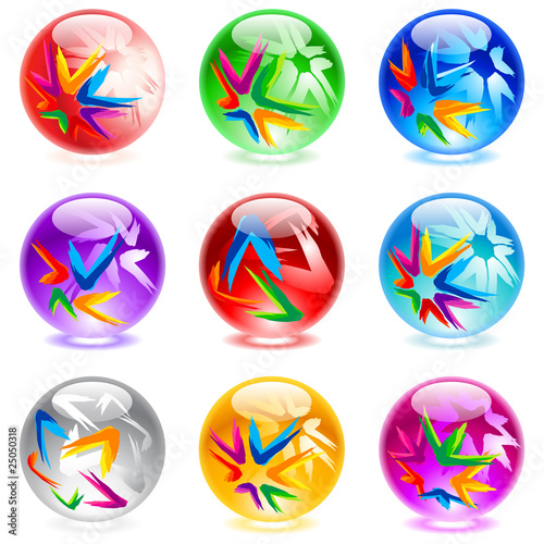 Collection of colorful glossy spheres