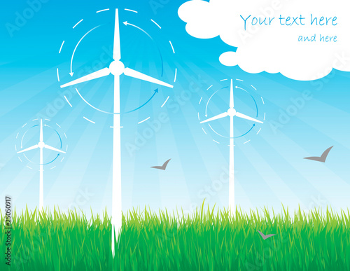 Windmills alternative energy background vector