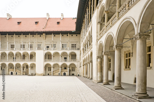 Arcades in Wawel Castle in Cracow. Poland. Renaissance.