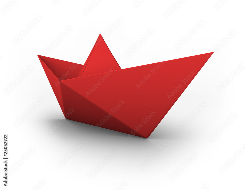 VECTOR red origami paper boat Stock Vector