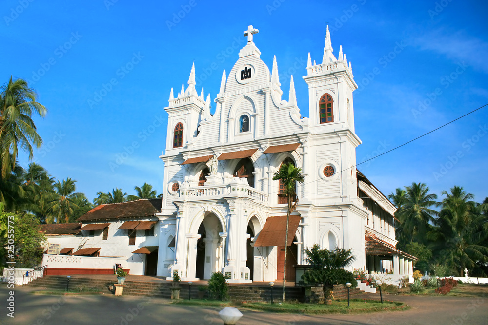 Village Church in sunset  ,Goa,  India