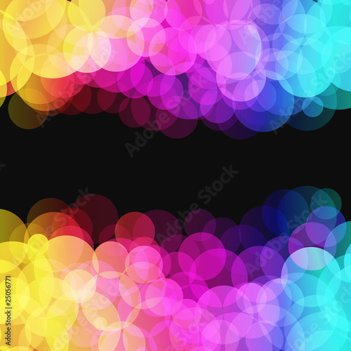 Vector illustration of blurred disco dots on dark background