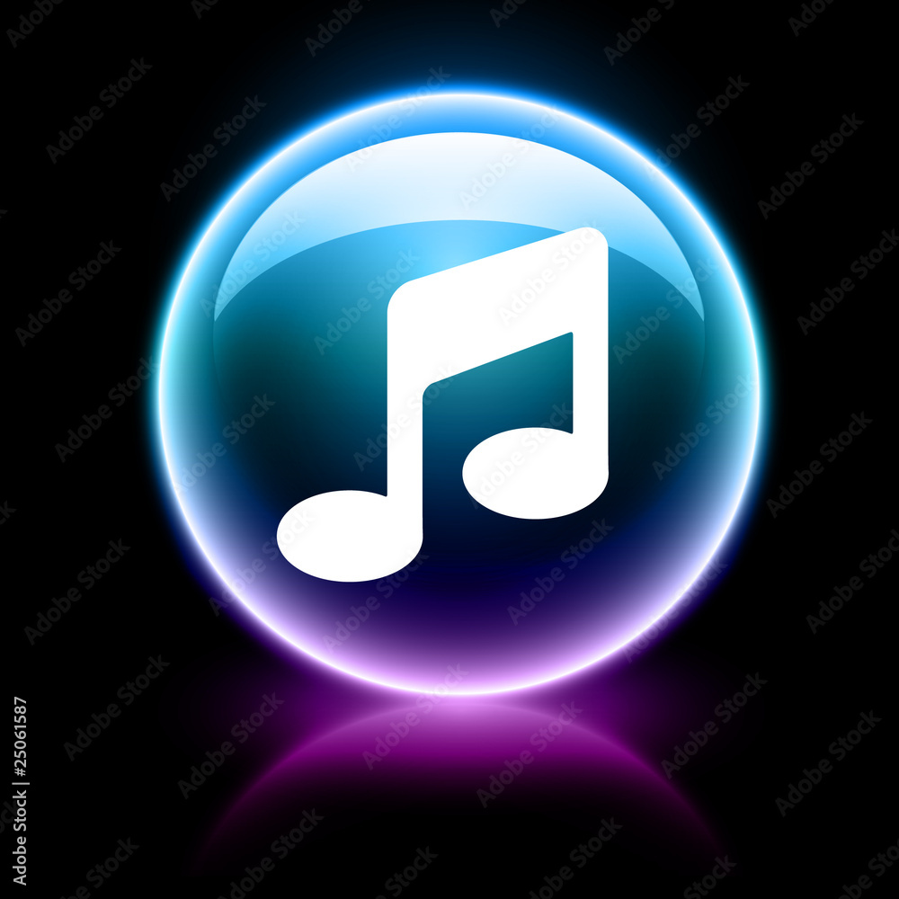 neon glossy icon - music neon glossy icon - music