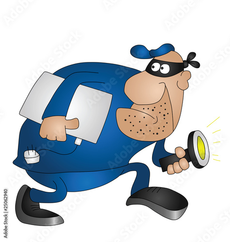 Cartoon burglar isolated on white background