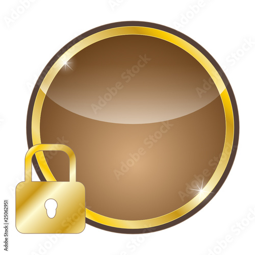glossy golden icon - safety