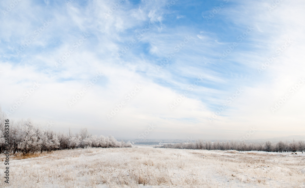 Winter panorama with beautiful blue sky Winter panorama with beautiful blue sky