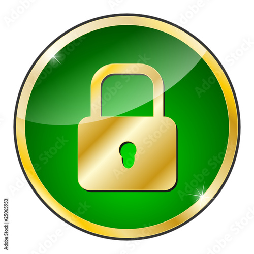 green and gold vector button - safe
