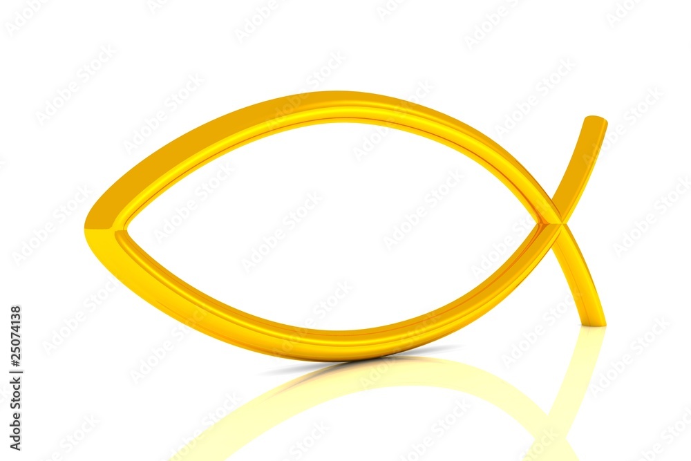 3D ICHTHYS Gold - Abstrakt Fisch Symbol 3D ICHTHYS Gold - Abstrakt Fisch Symbol