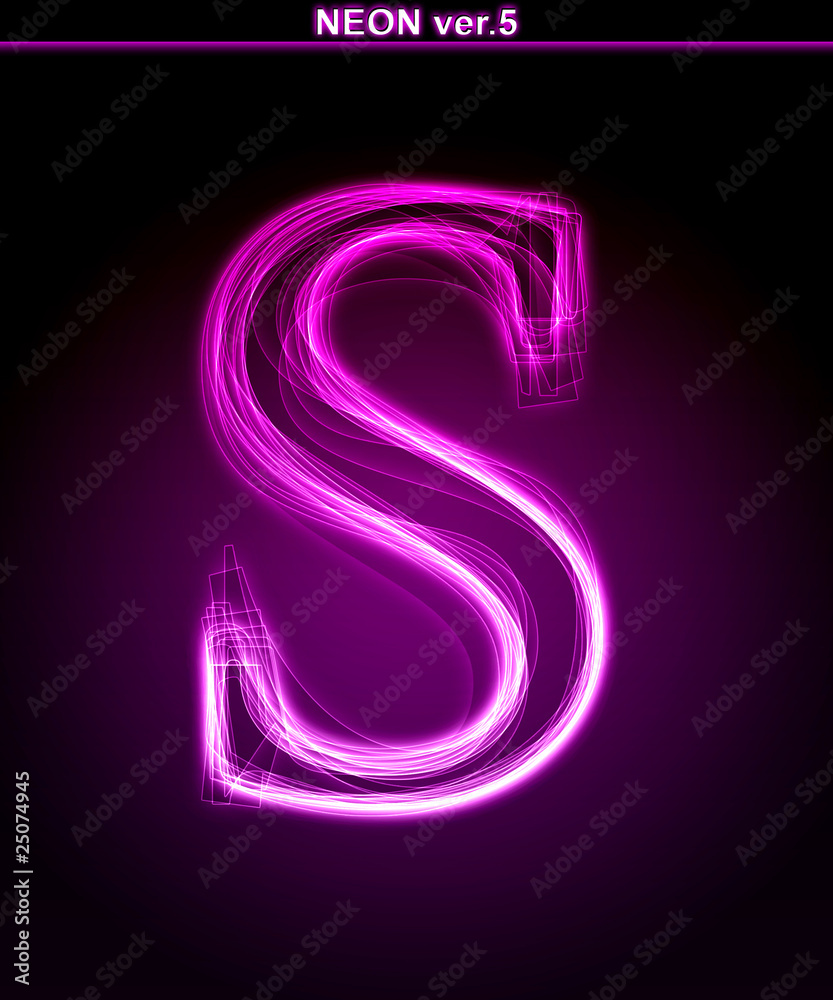 Glowing font. Shiny letter S. Glowing font. Shiny letter S.