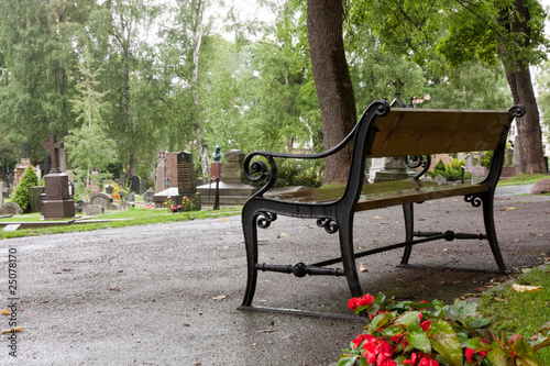 A bench with graves
