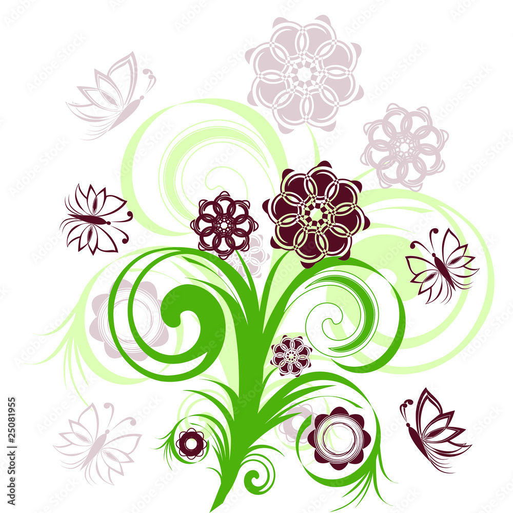 vector illustration of a floral ornament on white background