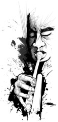 Handdoek met foto Muziekband Trumpet player  © Isaxar