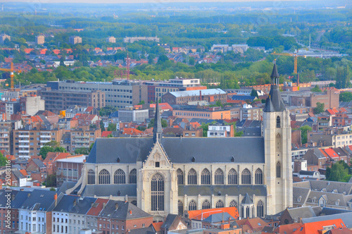 Skyline view toward central church in Mechelen