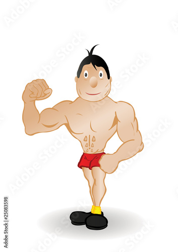 Vector illustration the body builder in red pants