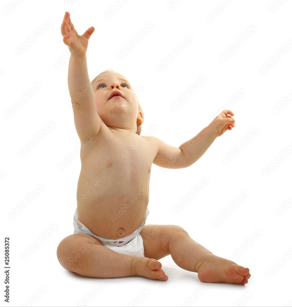 Foto de bébé avec les bras tendus do Stock
