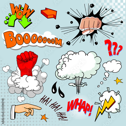 Set of comic elements