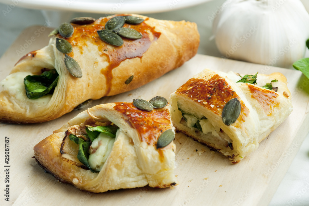 puff pockets filled with spinach and cheese