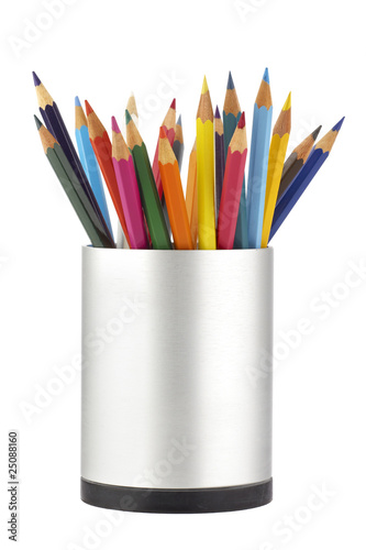 Colored pencils in a jar