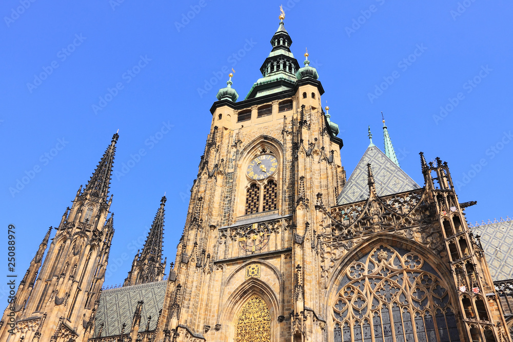 Beautiful gothic St. Vitus' Cathedral on Prague Castle