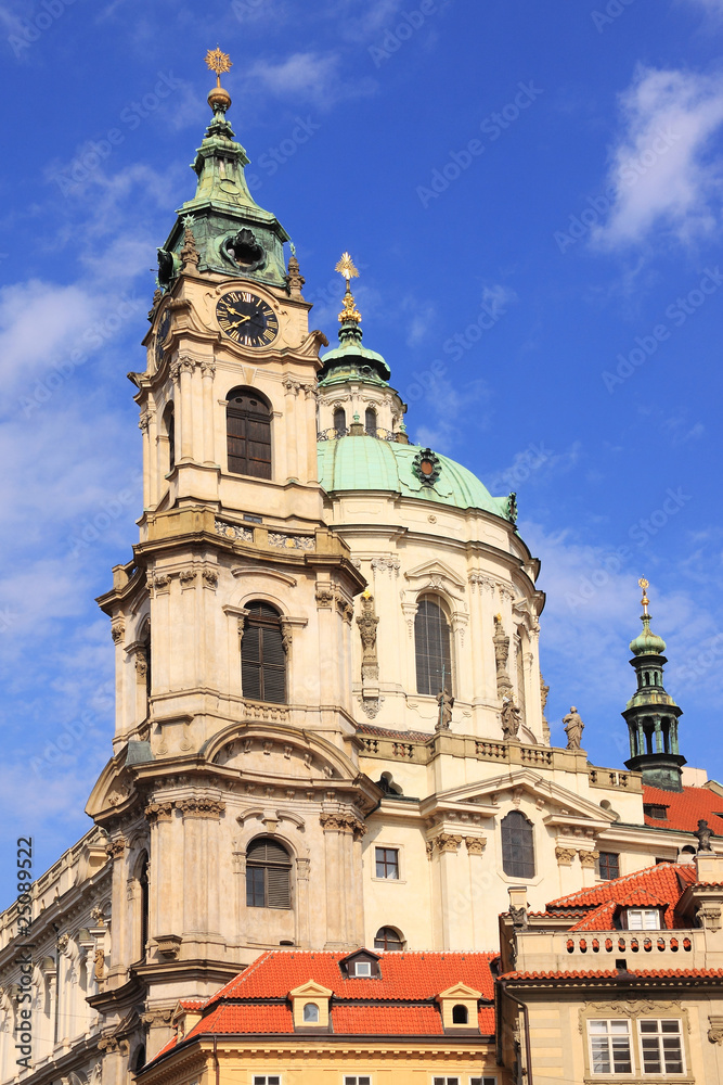 The beautiful View on the Prague St. Nicholas' Cathedral