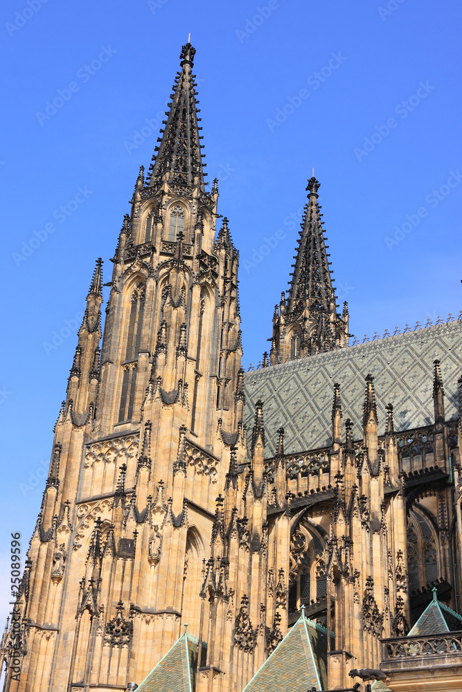Beautiful gothic St. Vitus' Cathedral on Prague Castle
