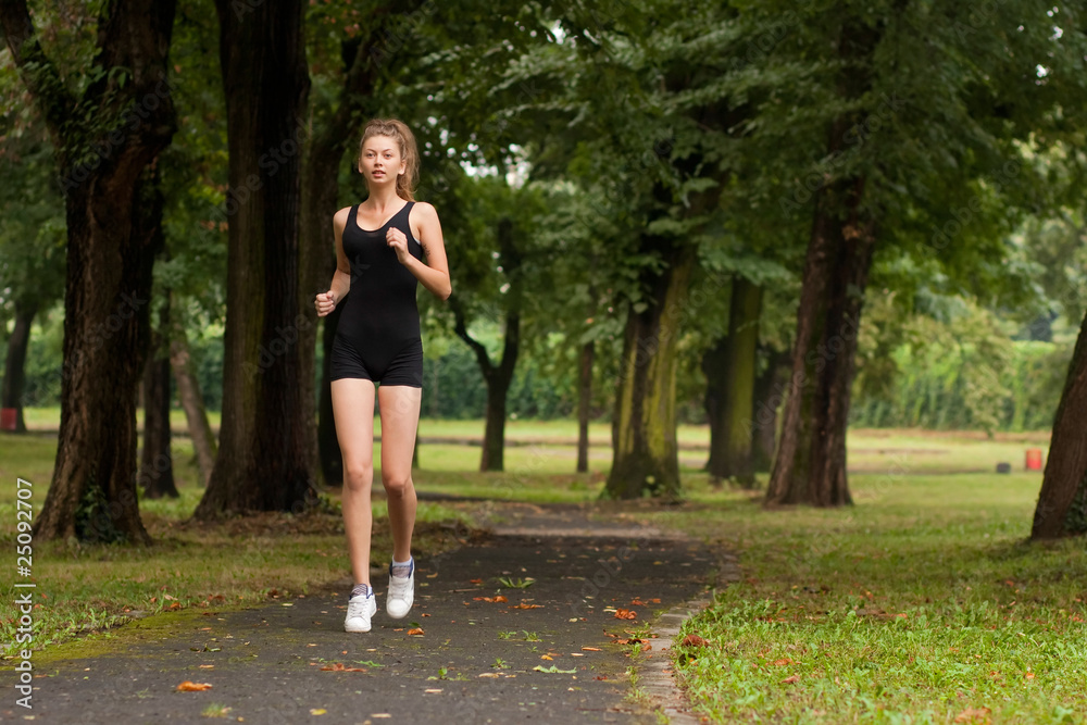 Girl running in the park