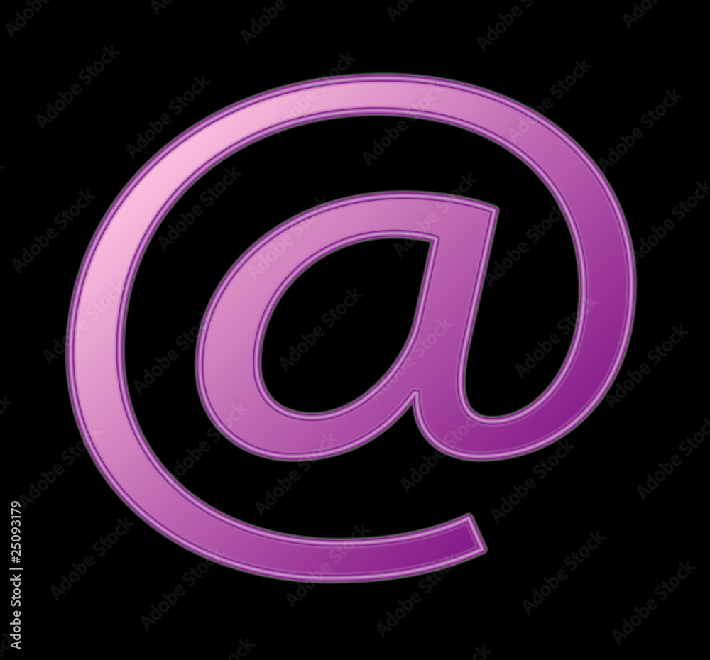 Pink symbol e-mail, black isolated, vector Pink symbol e-mail, black isolated, vector