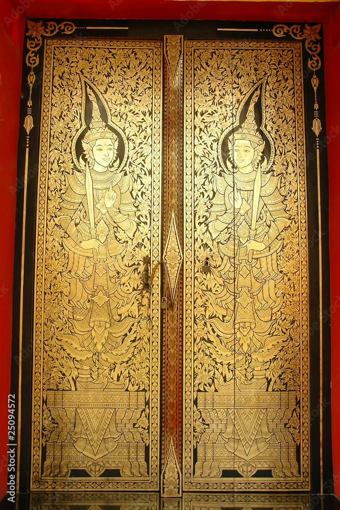 Traditional Thai art on a door