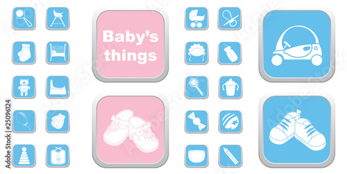 Set of baby things icons