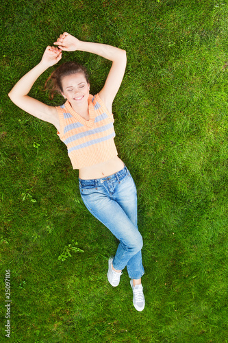 teenage girl on grass